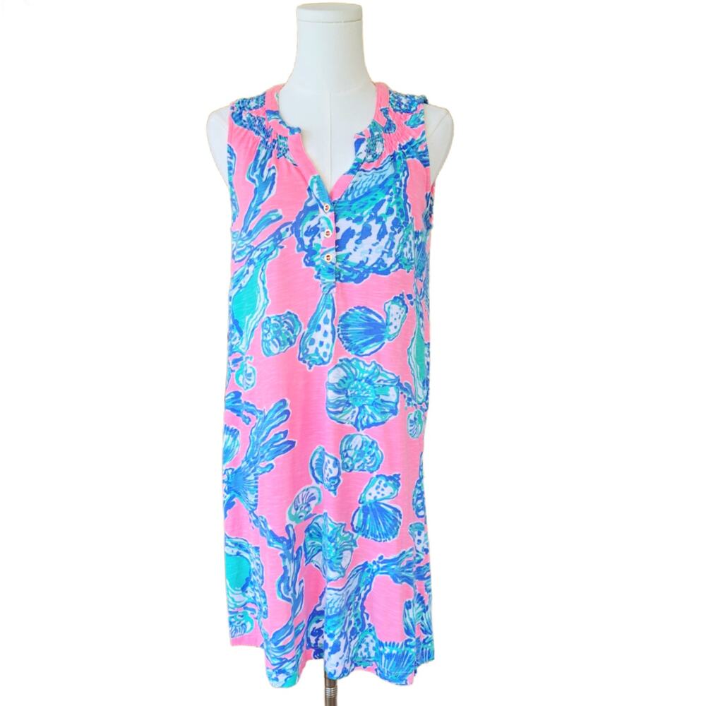 LILLY PULTZER Essie Sleeveless Mini Dress Pink Pout Barefoot Princess Shells XS - Picture 2 of 10